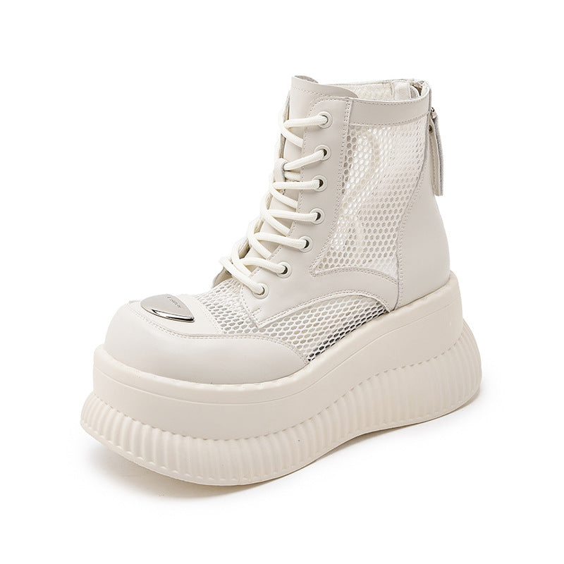 Women's Summer Breathable Hollow Mesh Surface High-cut Sneakers
