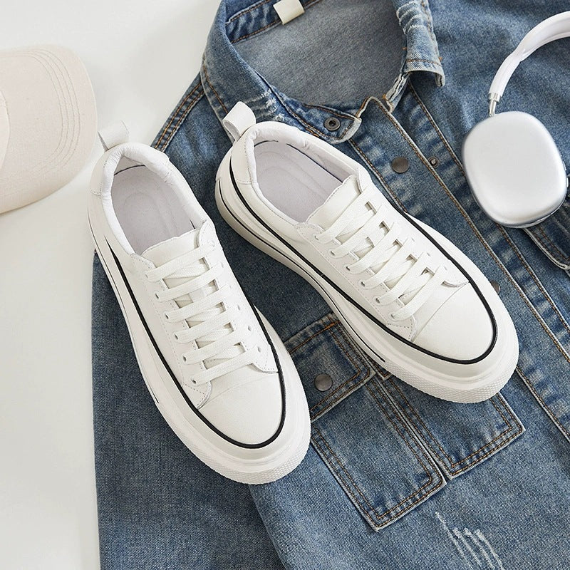 Men's White Summer Korean Style Platform Hight Increasing Men's Shoes