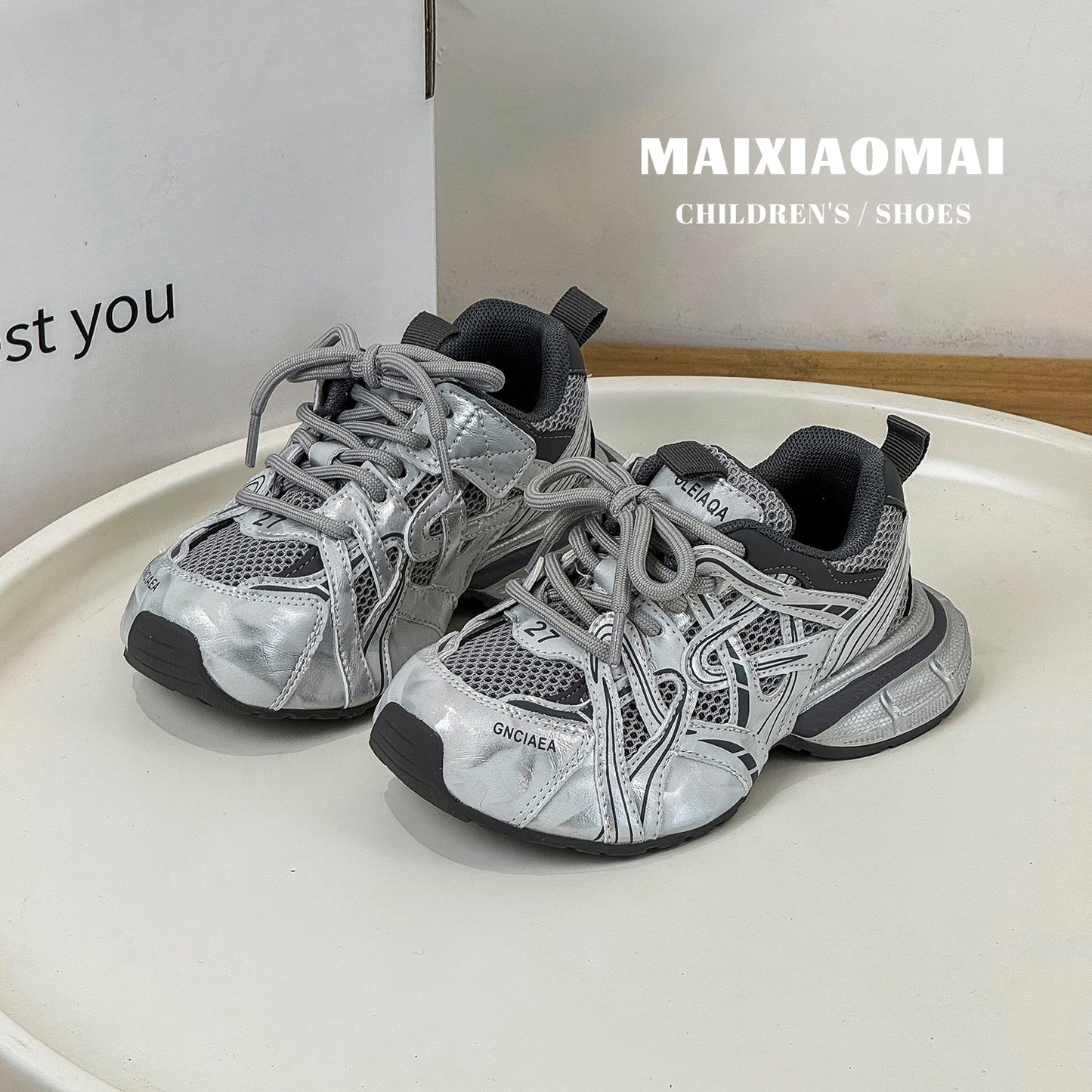 Mai Dad Stitching Single Mesh Breathable Children's Sports Shoes