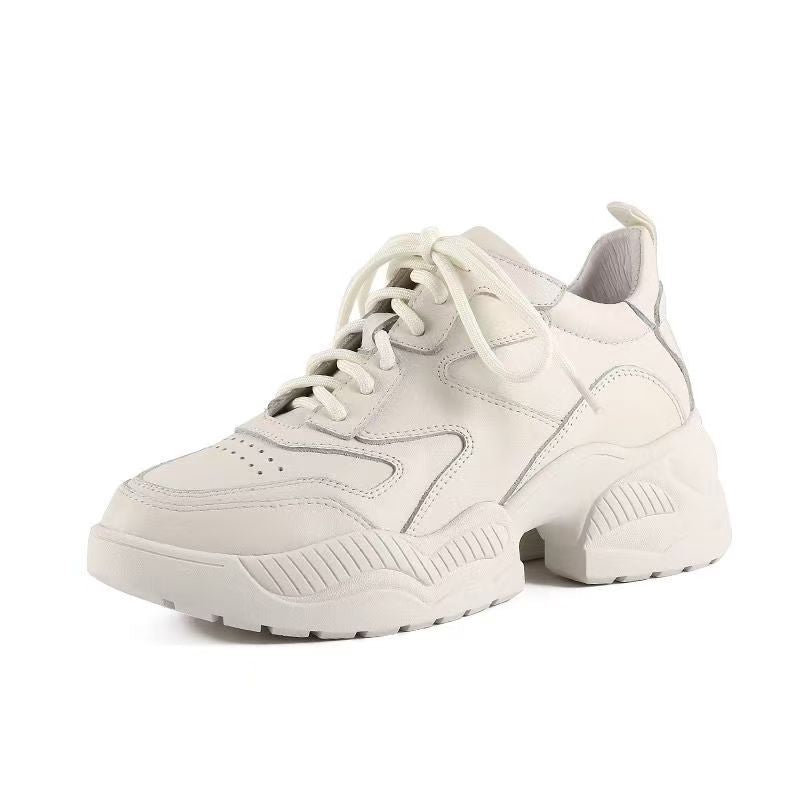 Women's Genuine Platform Dad Hidden Elevator Trendy Sneakers