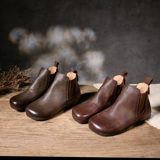 Women's Chelsea Genuine Lazy Slip On Customizable Women's Leather Boots