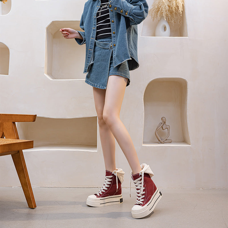 Women's Platform Two-way Hooded Pumps Fashion Women's Canvas Shoes
