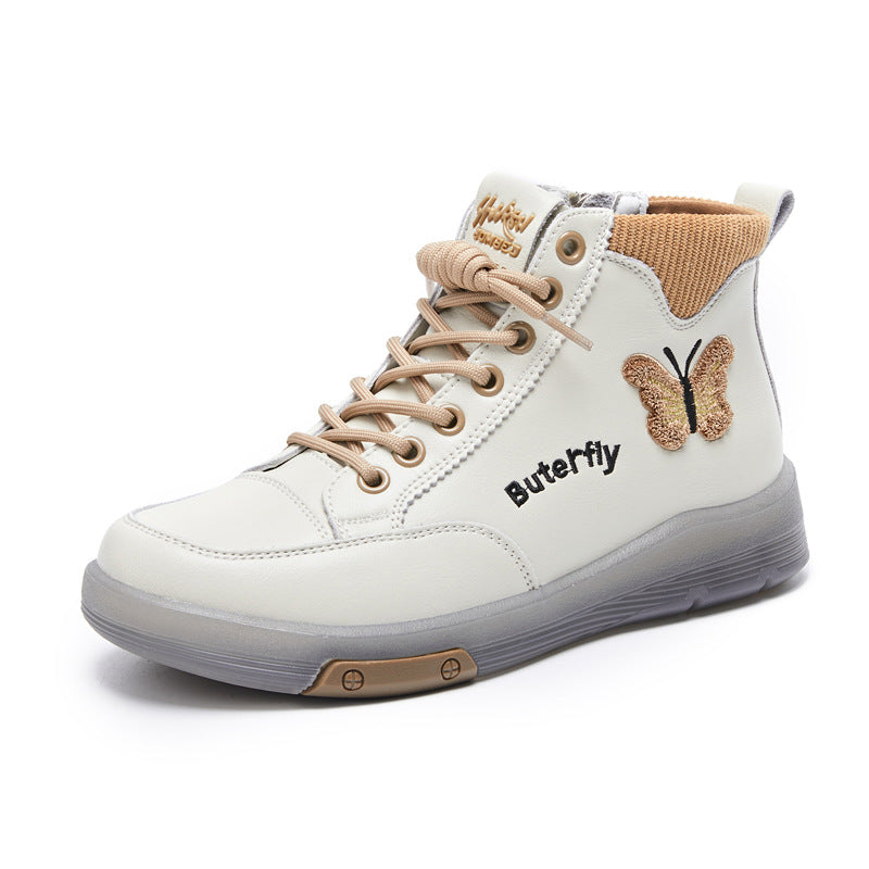 Women's Large Size Martin Short Butterfly White Women's Shoes