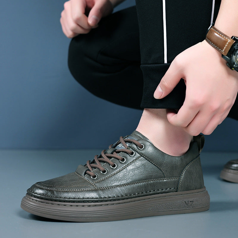 Men's Genuine White Trendy Fashionable Soft Surface Sneakers