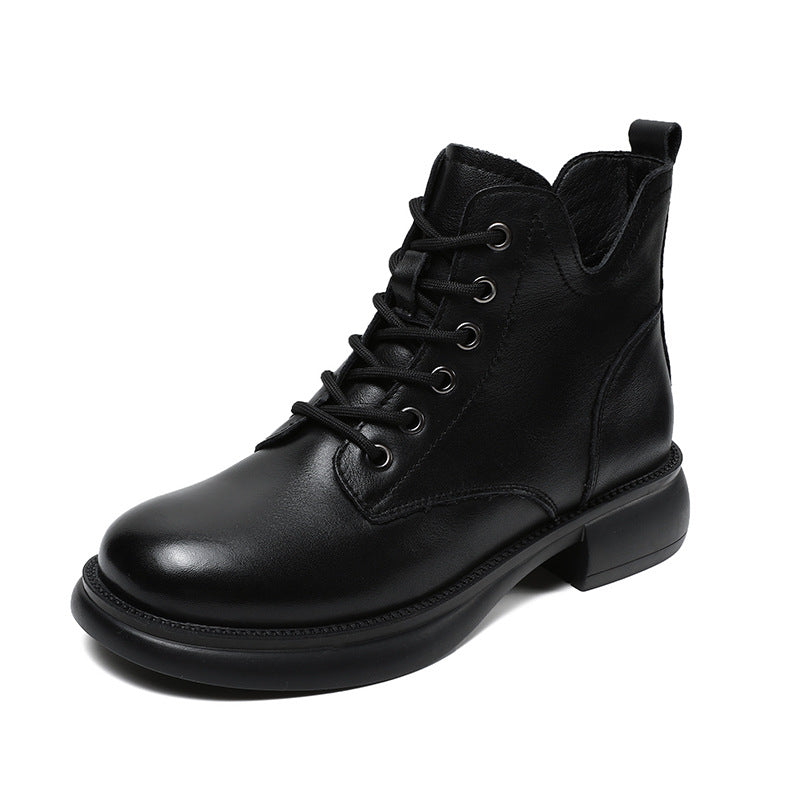 Women's Cowhide Martin Female Fleece-lined Genuine Retro Boots