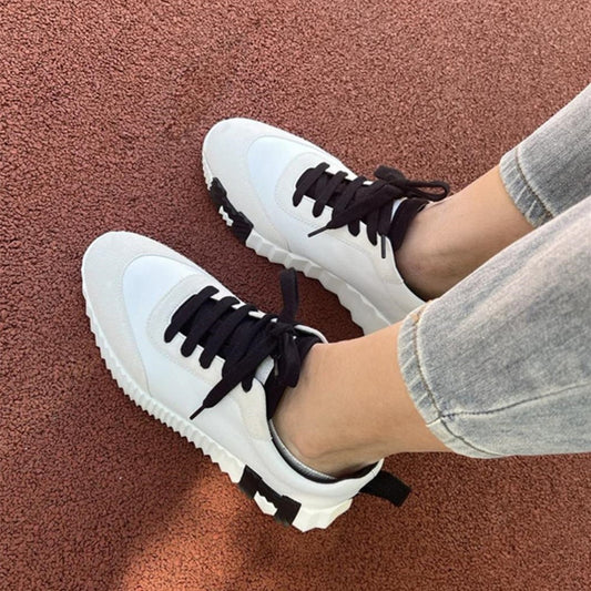Women's & Men's White Thick-soled Couple Flat Breathable Running Women's Fashion Shoes