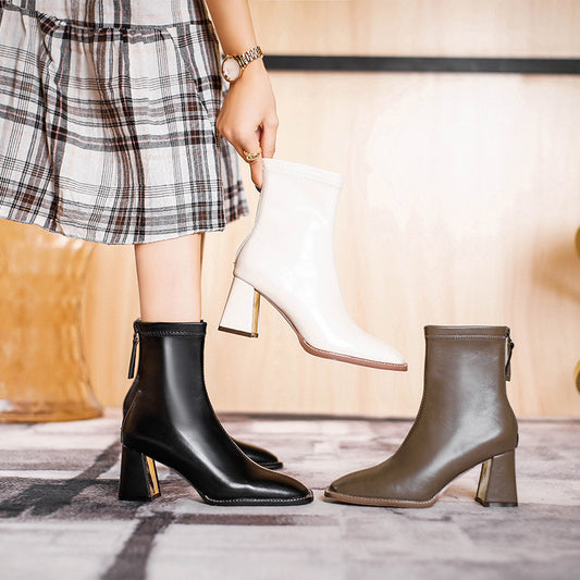 Square Toe Booties Martin Female Skinny Boots