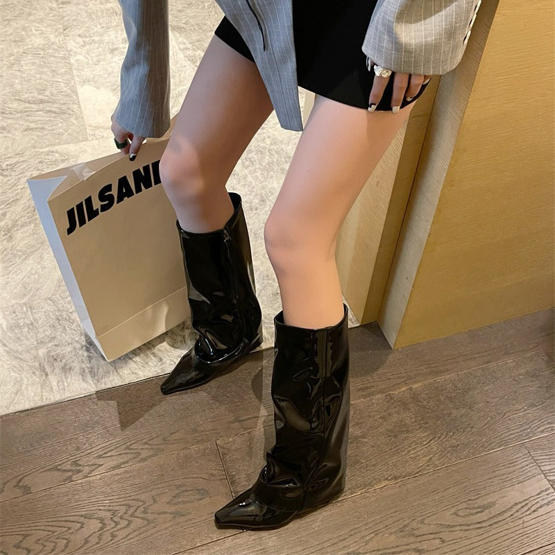 Tax Below The Knee High Leg Pointed Heels