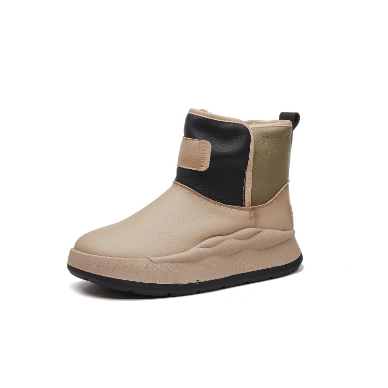 Women's Retro Color Matching Waterproof Northeast Cotton Snow Boots