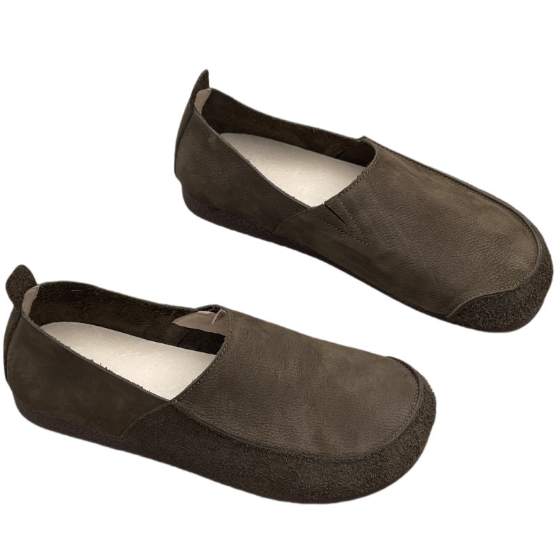 Men's Genuine Flat Slip-on Lightweight Fashion Vintage Leather Shoes
