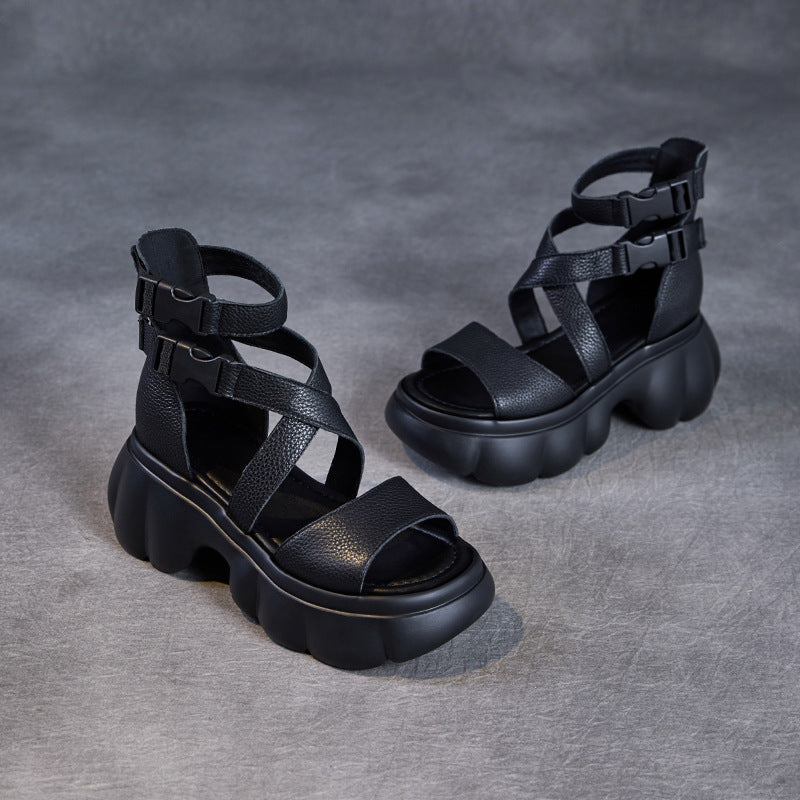 Roman High Buckle Thick Bottom Chunky Fish Sandals