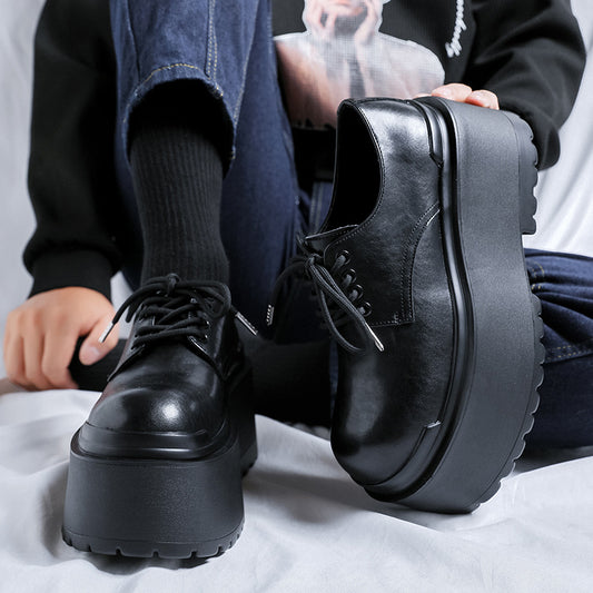 Men's Thick Bottom Derby Big Head British Men's Casual Leather Shoes