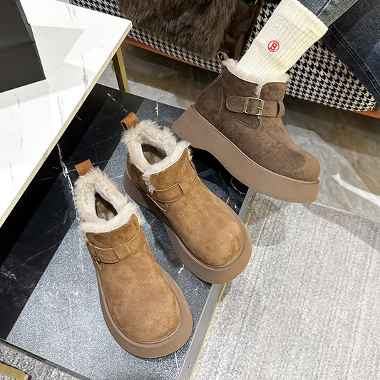 Women's Thick Bottom Fleece-lined Winter Ankle Retro Snow Boots