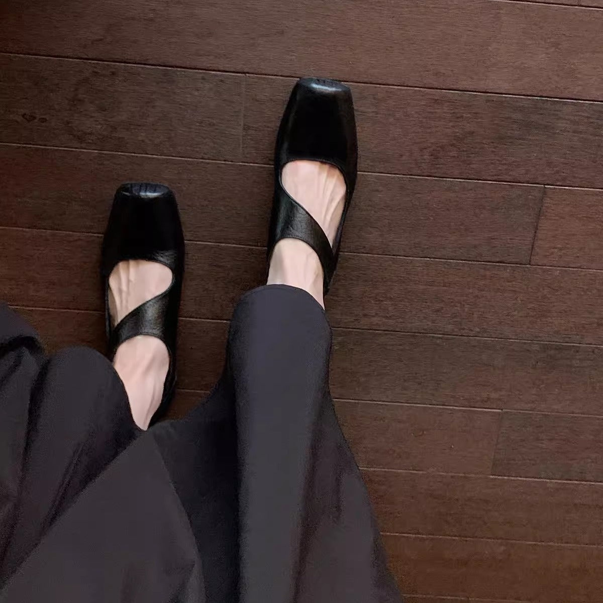 Women's Mom Washed Horse Vintage Distressed Square Women's Shoes