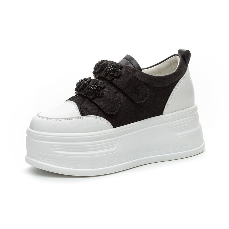 Women's Satin Increased Pu Sole White Summer Muffin Bottom Women's Casual Shoes