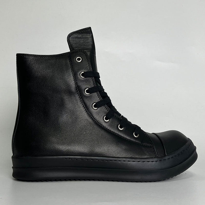 Women's & Men's Black Thick-soled Sports Trend Calf Couple Sneakers