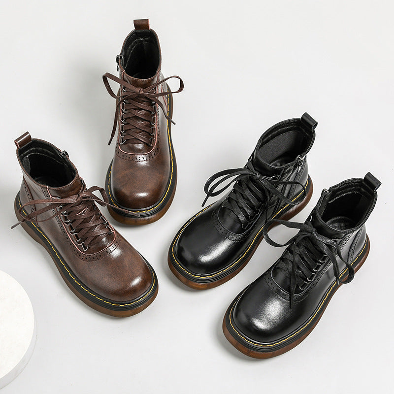 Women's Martin For British Style Fashion Round Head Boots