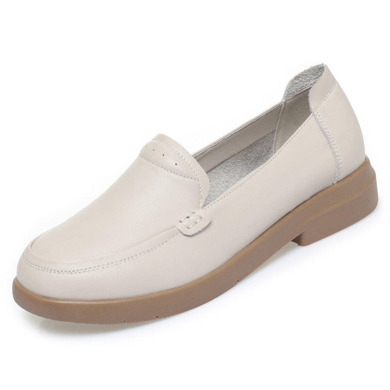 Women's Single-layer Flat Soft Bottom Mom Black Comfortable Round Women's Casual Shoes