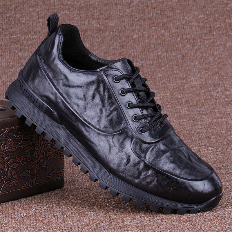 Men's Layer Cowhide Autumn Breathable Thick Soft Bottom Leather Shoes