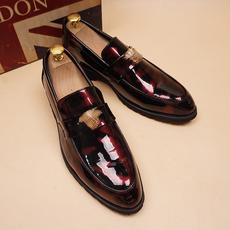 Men's Summer Bright Korean Pointed Toe Retro Men's Casual Leather Shoes