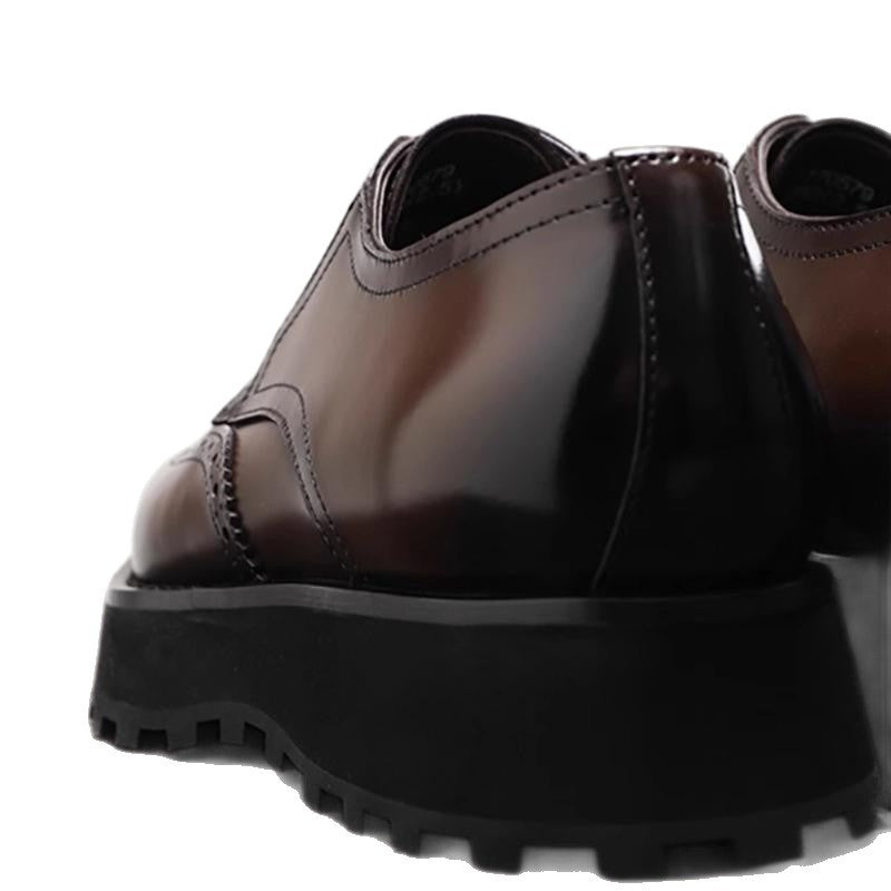 Men's Derby British Style Cowhide Platform Big Head Formal Leather Shoes