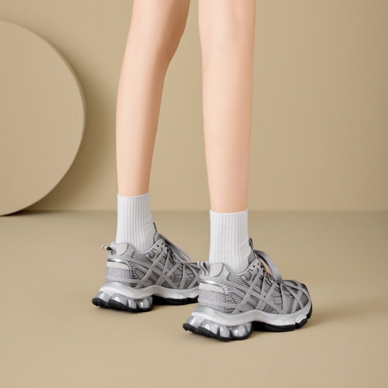 Women's Insole Dad Spring Mesh Surface Thick Sole Lightweight Women's Sports Shoes