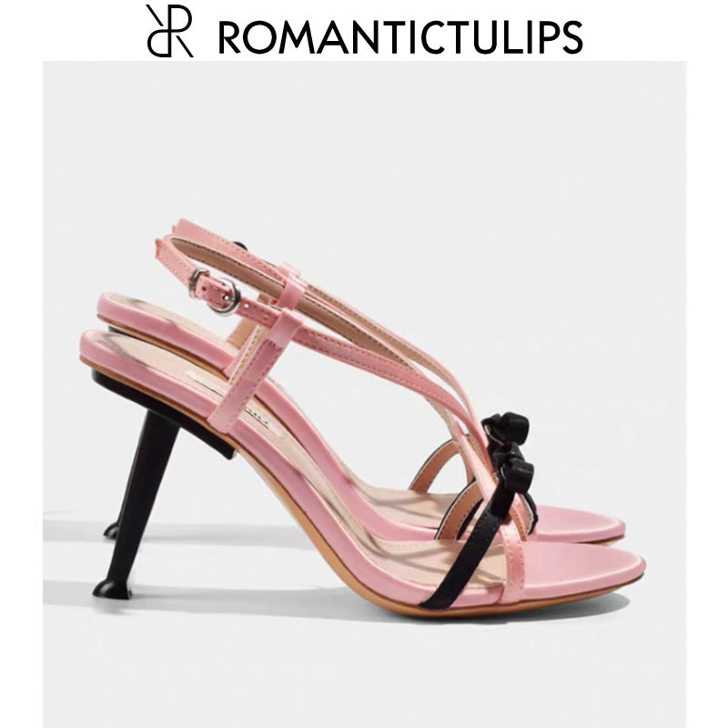 Women's Graceful Bow Stilettos Summer Color Matching Heels