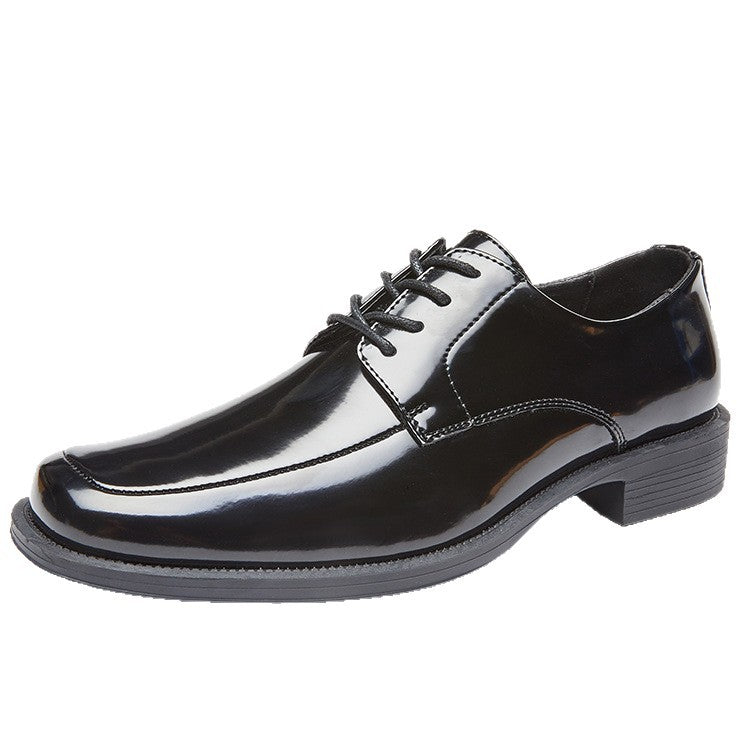 Men's Square Toe Glossy High-grade Paint Formal Wear British Derby Leather Shoes