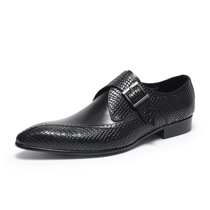Men's Buckle European Fashion Formal Wear British Pointed Monk Men's Shoes