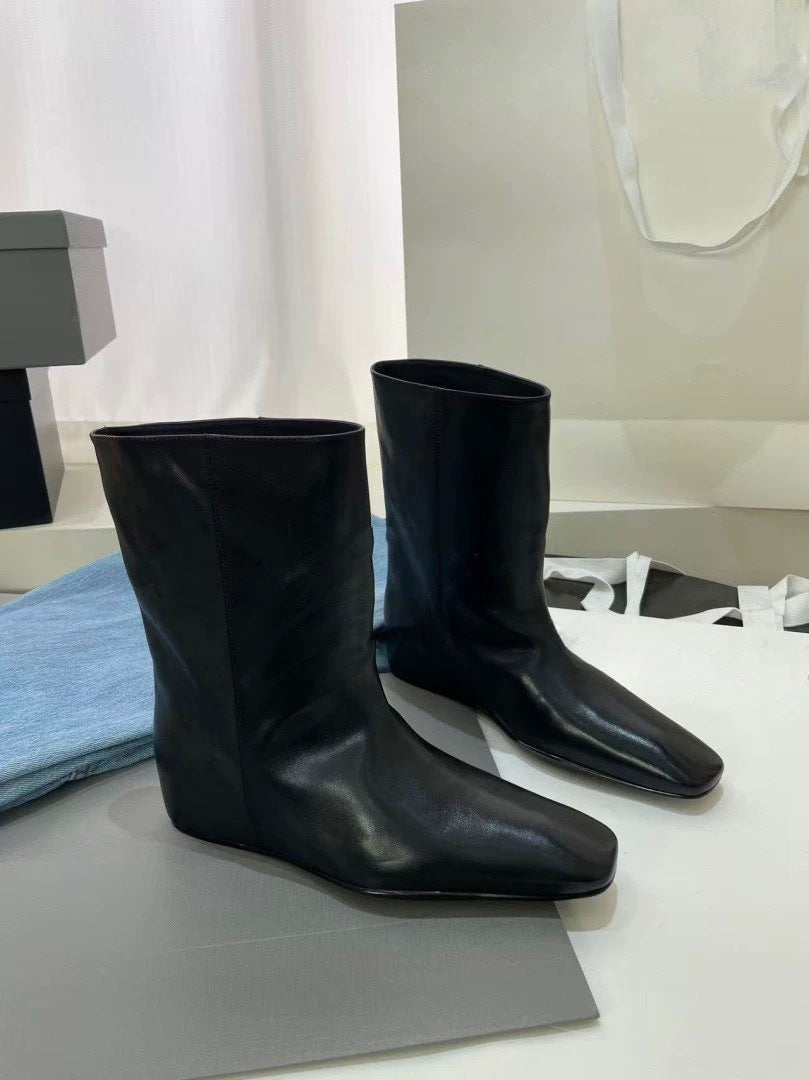 Women's Toe Height Increasing Insole Middle Short Women's Leather Boots