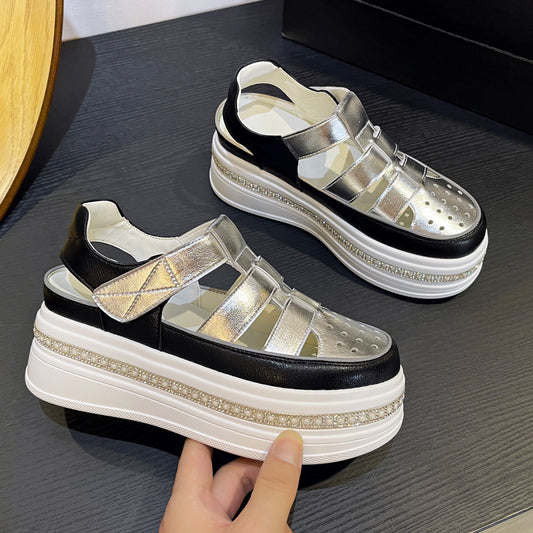 Women's Roman Closed Toe Platform Summer Lightweight Hollow Breathable Muffin Sandals