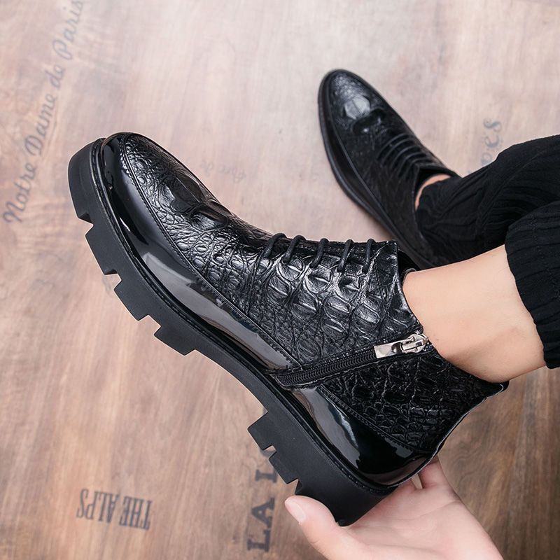 Men's Martin British Fashion Korean Style Hair Stylist Chelsea Winter Veet Men's Business Leather Shoes