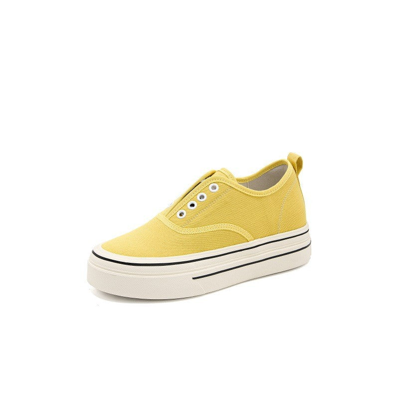 Women's Spring Breathable Thick Bottom Soft Without Shoelaces Women's Canvas Shoes