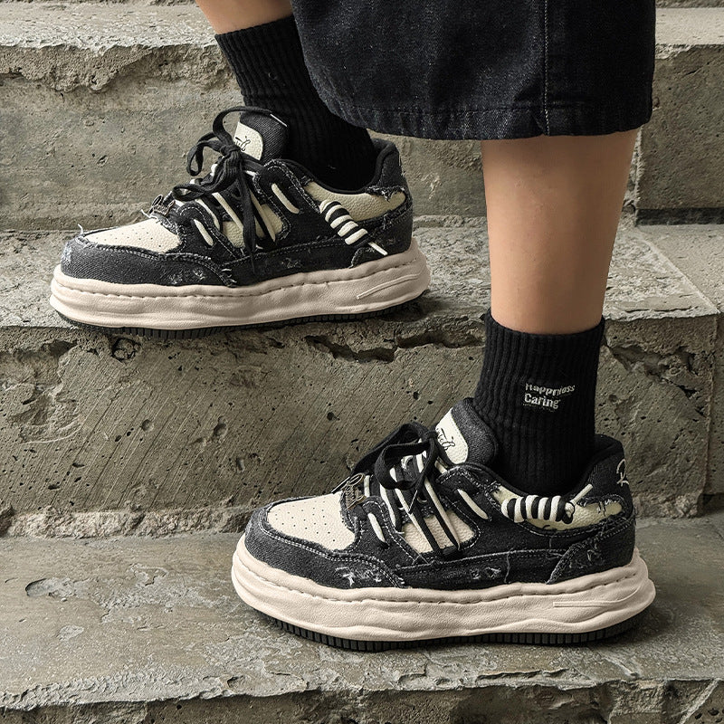 Men's & Women's Bottom Invisible Height Increasing Insole Summer Sports Washed Men's Board Shoes