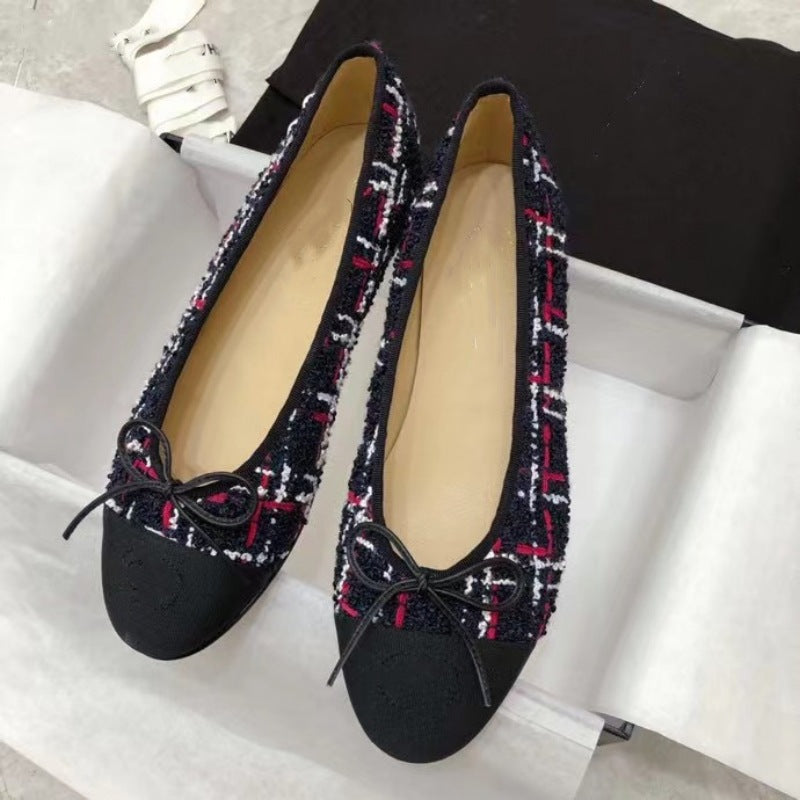 Women's Classic Ballet Bow Round Toe Flats Low-cut Comfortable Loafers
