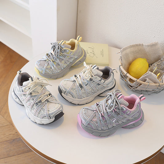 Children's Trendy Spring Retro Rhinestone Little Dad Casual Shoes