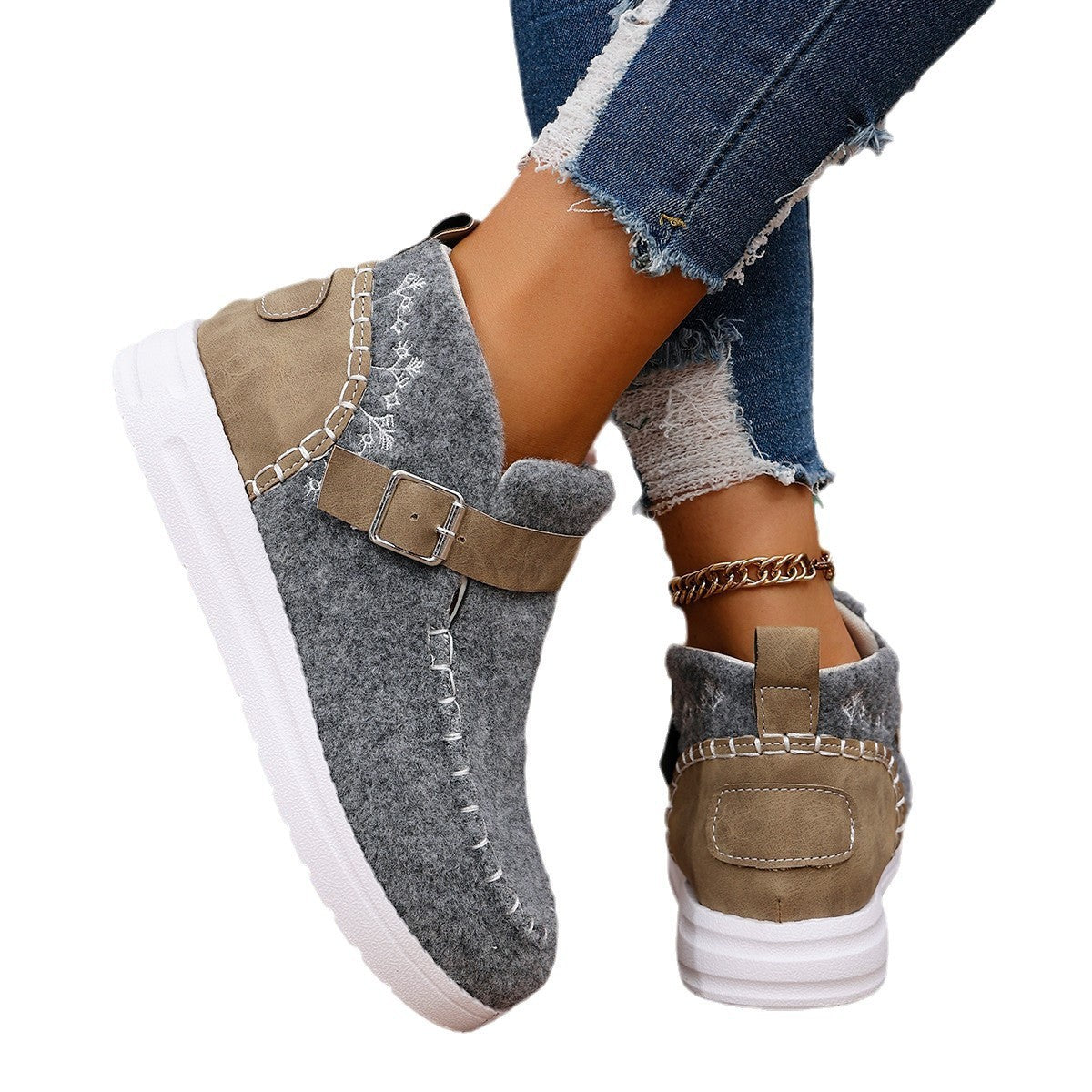 Women's Thick Plush Warm Plus Size Sewing Women's Shoes