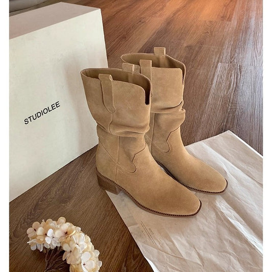 Women's Round Head V Cut Chunky Platform Boots
