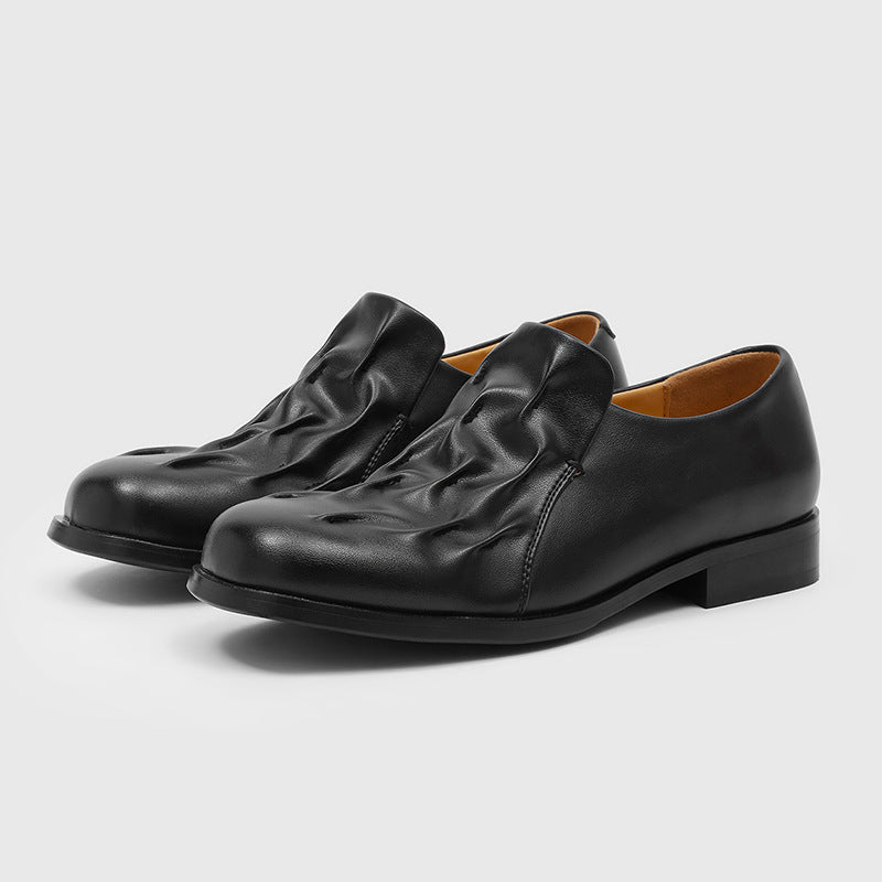 Women's & Men's Black Round Head Leisure Couple Slip-on Loafers/doug Shoes