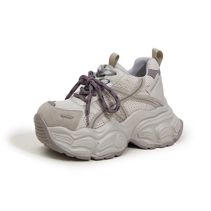 Women's Dad Spring Breathable Mesh Small Height Increasing Women's Sports Shoes