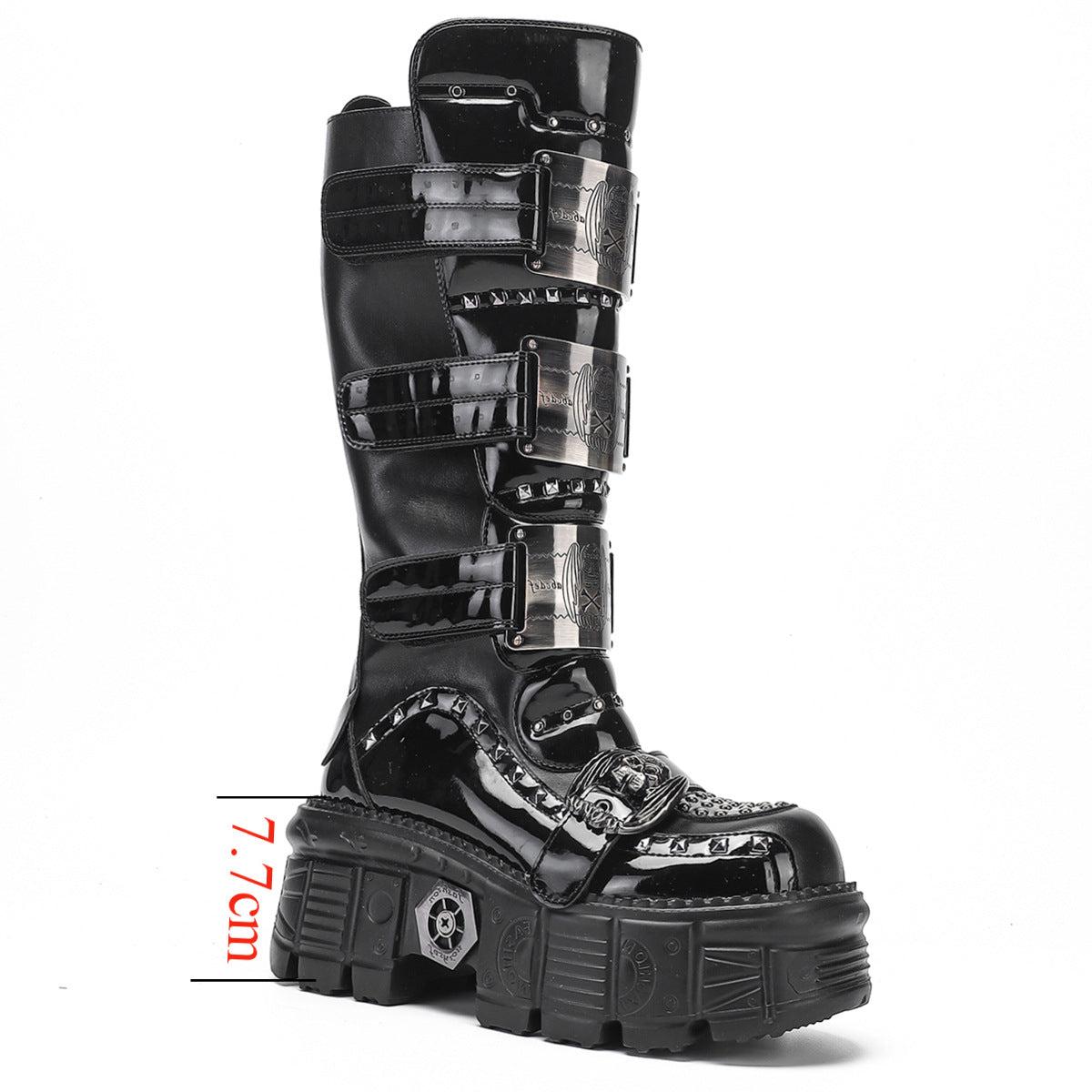 Shooting Metal Motorcycle Punk Tooling Rock Women's Leather Boots