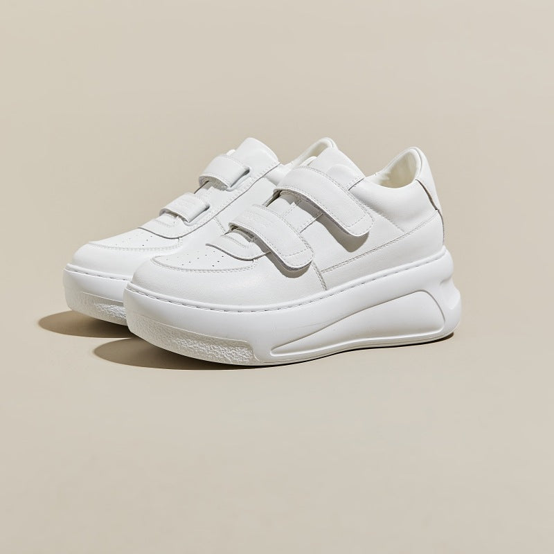Women's Ma Smiling Face Hidden White Velcro Sneakers