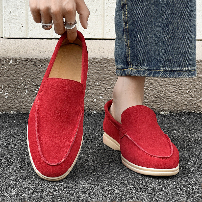Men's Autumn Low-cut Suede Slip-on Matte Flat Bottom Slip Leather Shoes