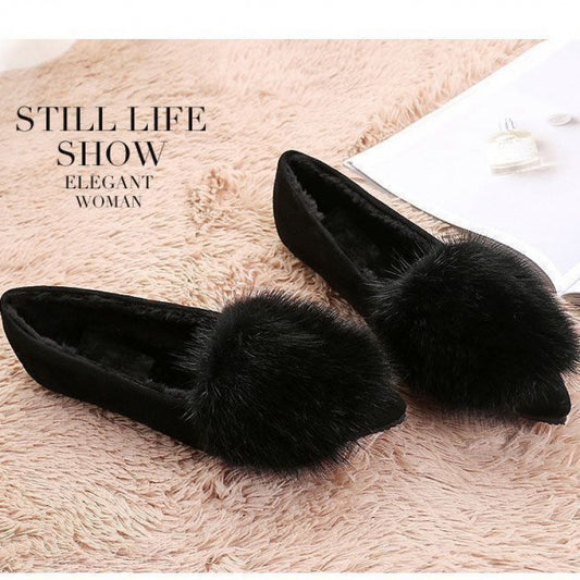 Women's Toe Mink Fur Sport Veet Padded Plus Women's Casual Shoes