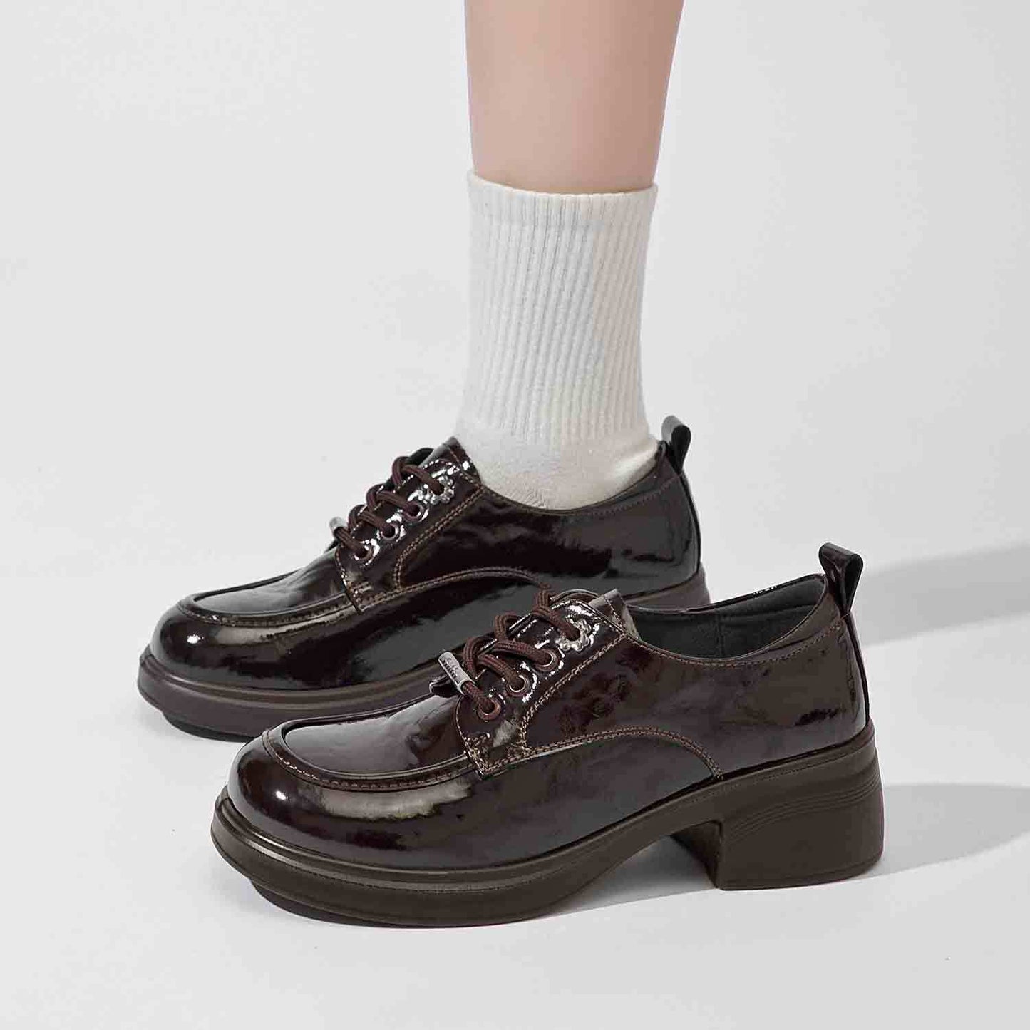 Women's Platform Spring British Retro Black Loafers