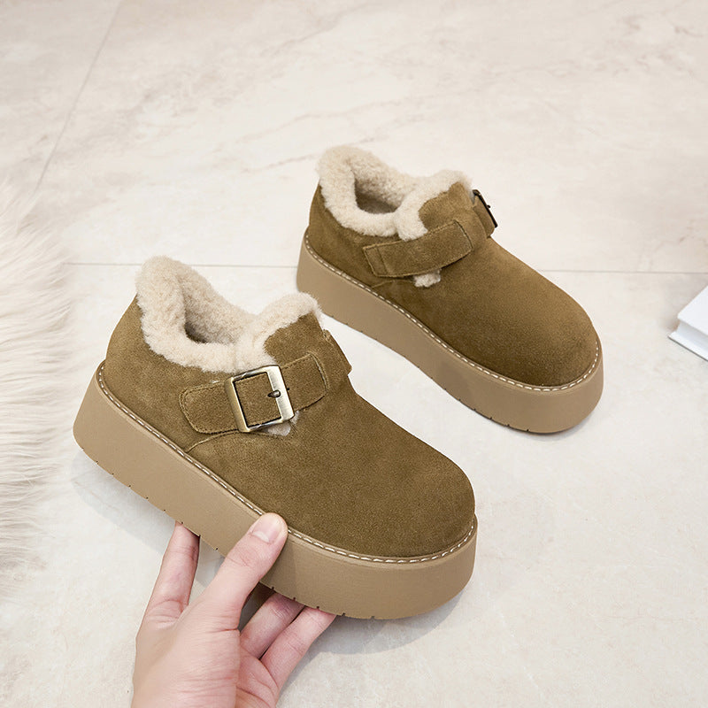 Platform Peas Fleece-lined Big Toe Pumps Women's Sports Shoes