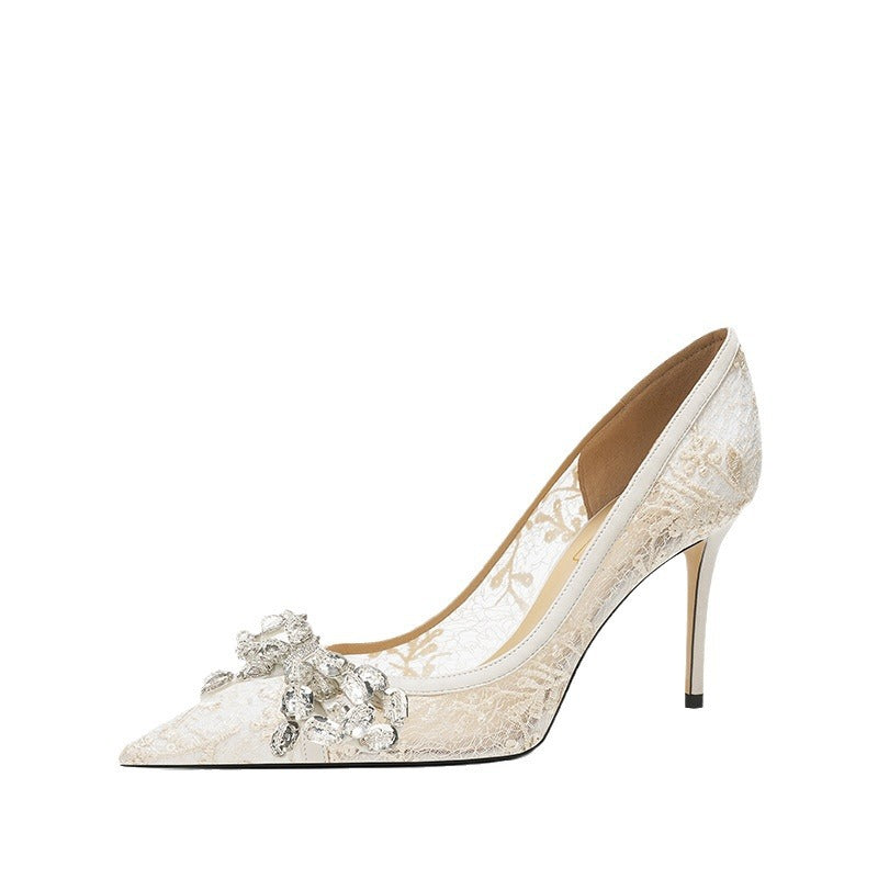 Summer Wedding Fairy Pointed Nude Color Stiletto Women's Fashion Shoes