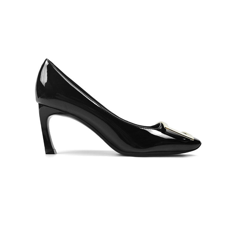 Women's High Metal Patent Pumps Chunky Commuter Women's Shoes