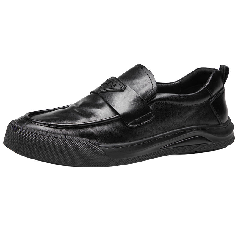 Men's Cowhide Lightweight Soft Sole Retro Slip-on Genuine Breathable Men's Business Leather Shoes