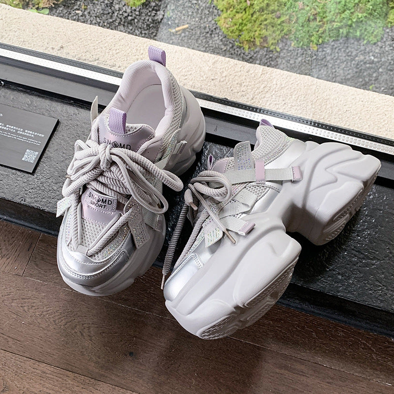 Women's Authentic Clunky Slimming Platform Leisure Sneakers